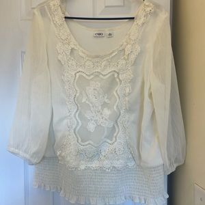 Cato White Embroidered Blouse